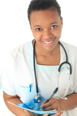 African American doctor nurse black stethoscope isolatedmetisse clipart