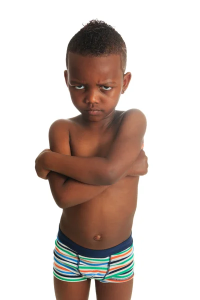 Αφρικανική αμερικανική παιδί shirtless μαύρο σγουρά μαλλιά απομονωθεί — Φωτογραφία Αρχείου
