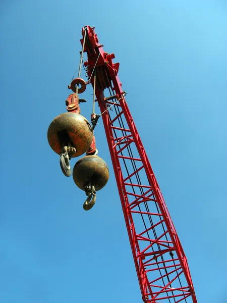 Wrecking Balls with Red Crane — Stock Photo, Image