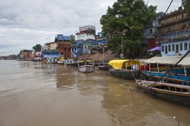 Flooded ghats in Varanasi clipart