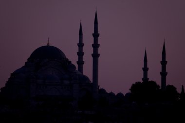 Silhouette of mosques in Istanbul clipart