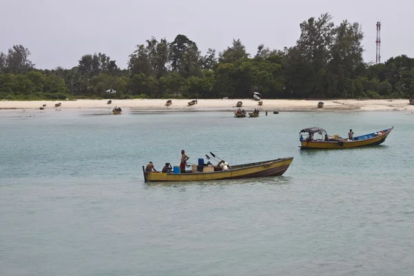 stock image Boatmen in traditional boats