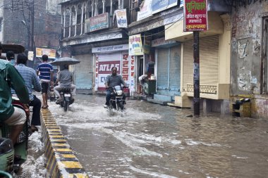 Flooded street in Varanasi clipart