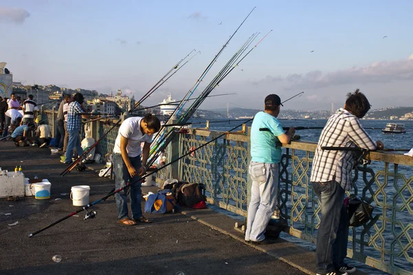 stock image Fishermen in Istanbul