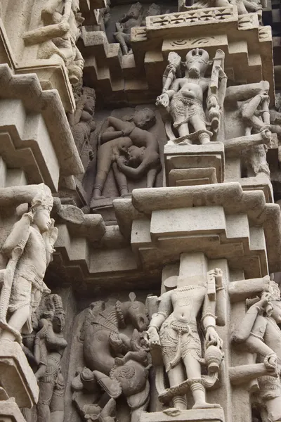 Detail of an erotic Kama Sutra carving — Stock Photo, Image