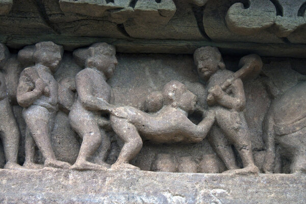 Detail of an erotic carving on a temple