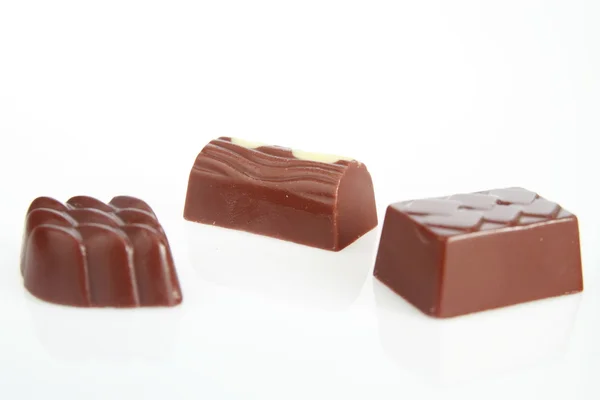 Három finom csokoládé — Stock Fotó