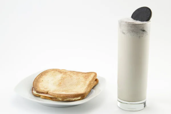 Milkshake e sanduíche — Fotografia de Stock