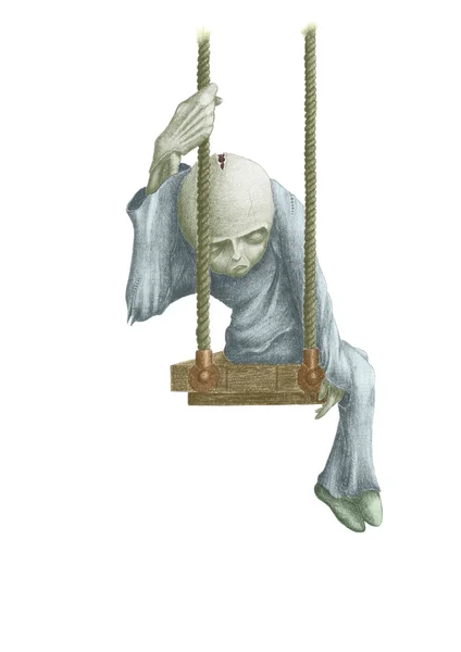 Doll on swing — Stock Photo, Image