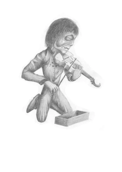 Zombie violinist — Stock Photo, Image