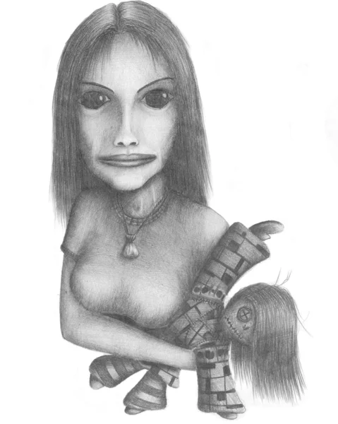Chica con una muñeca n.3 — Foto de Stock