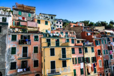 yıkama hatları ile giysi riomaggiore, cinque terre, İtalya