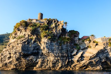 Ortaçağ kule rock vernazza, cinque terre, İtalya