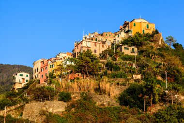 corniglia cinque terre, İtalya içinde Köyü günbatımı