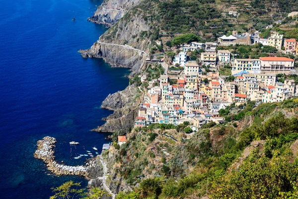 Vista aérea de Riomaggiore em Cinque Terre, Itália — Fotografia de Stock