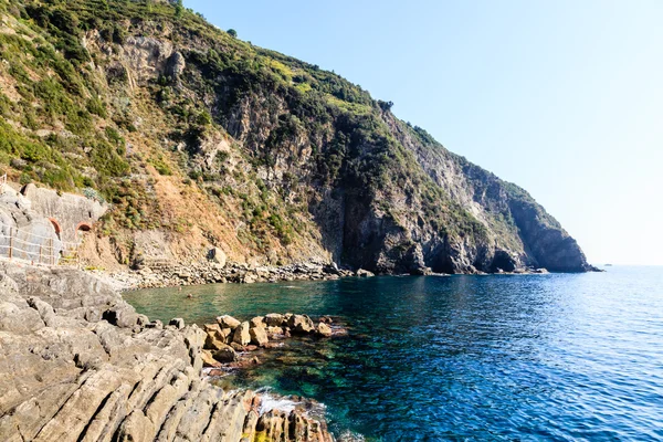Klify i Morze Śródziemne w cinque terre, Włochy — Zdjęcie stockowe
