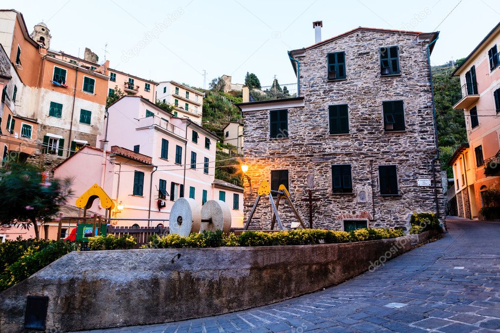 Narrow Street of Old Vernazza at Morning, Cinque Terre, Italy