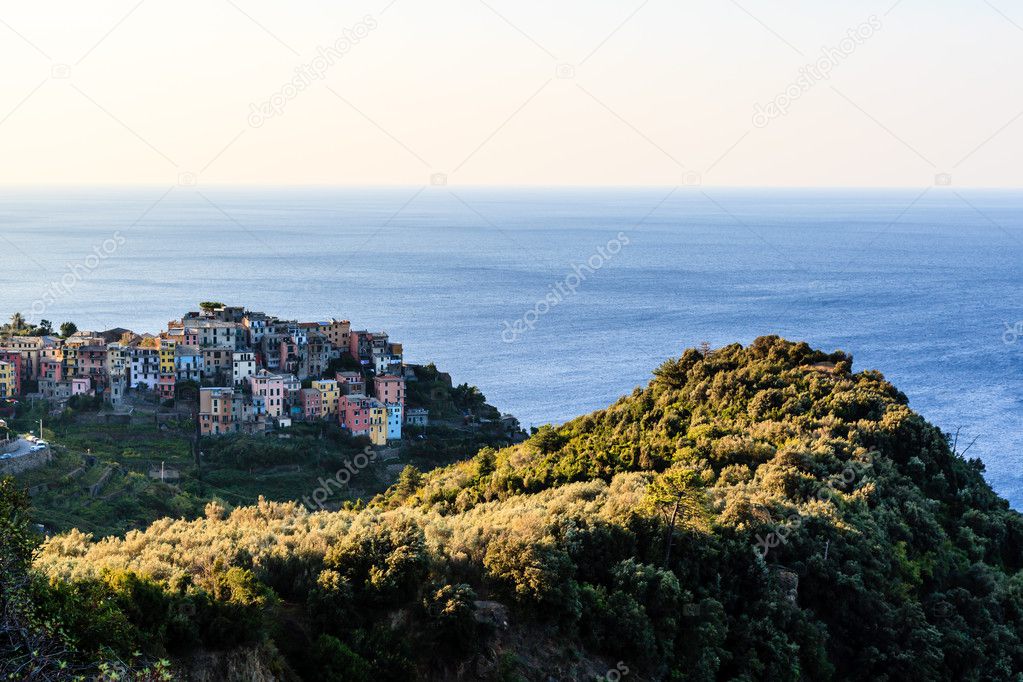 The Medieval Village of Corniglia at Morning, Cinque Terre, Ital