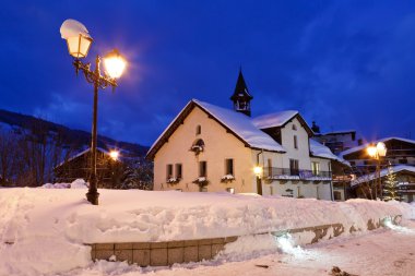 Ski Resort Megeve in French Alps at Night clipart