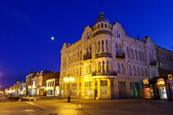 Street in the Center of Samara at Night, Russia — Stock Photo, Image
