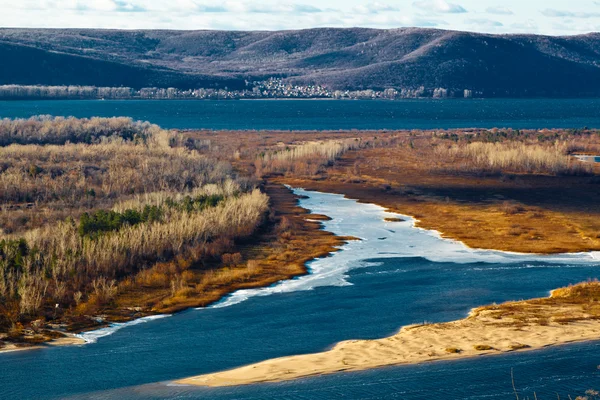 stock image Panoramic View of Volga River Bend near Samara, Russia