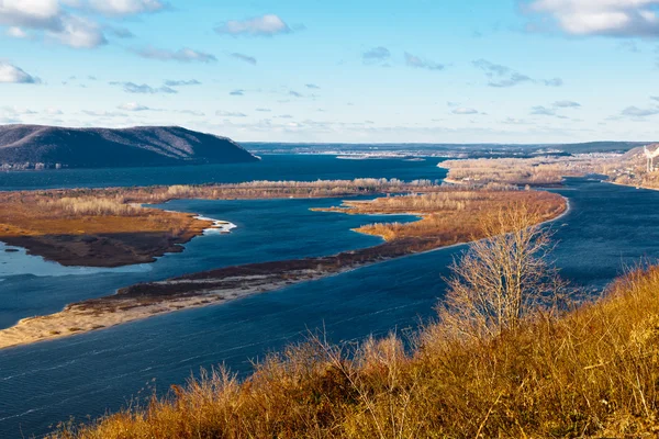 Pemandangan Panorama Sungai Volga Bend dekat Samara, Rusia — Stok Foto