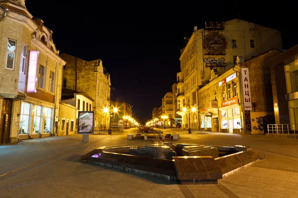Street in the Center of Samara at Night, Russia — Stock Photo, Image