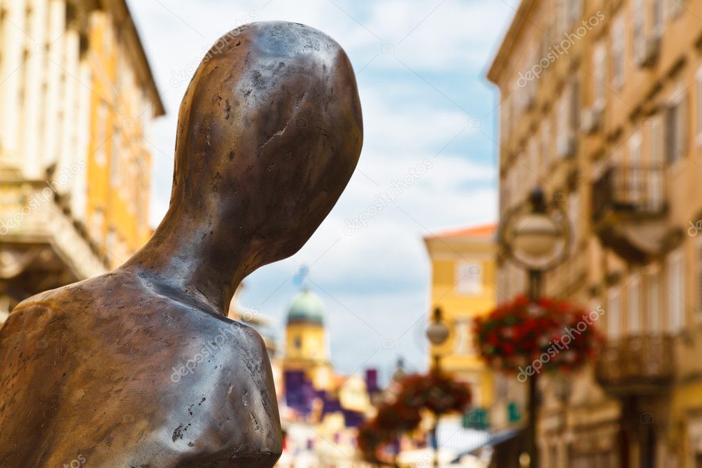Bronze Sculpture on the Street of Rijeka in Istria, Croatia