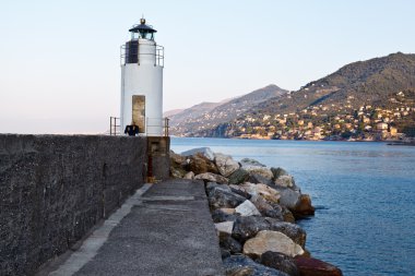 Deniz feneri Köyü Camogli yakınındaki Cenova, İtalya