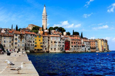 İskele ve şehrin Rovinj croata Istria Yarımadası