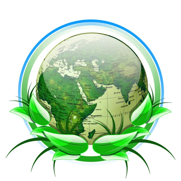 Globus mit Blättern Stockbild