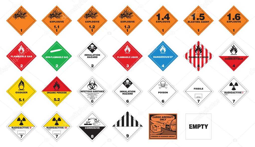 Hazardous materials - Hazmat Labels — Stock Vector © SonSam #10546472