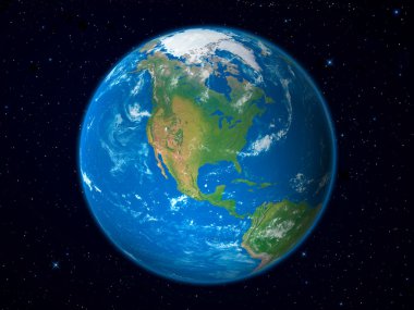 Earth Model from Space: North America View clipart