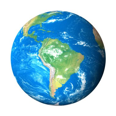 Dünya uzaydan gelen Model: Güney Amerika görünümü