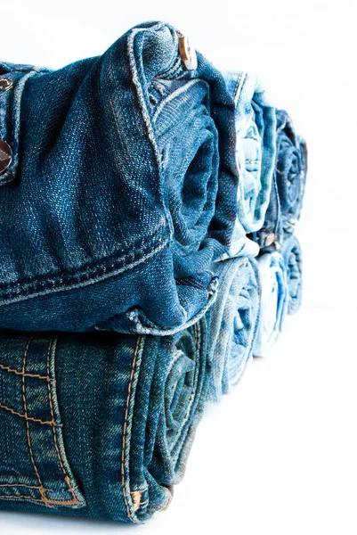 Roll blue denim jeans — Stock Photo, Image