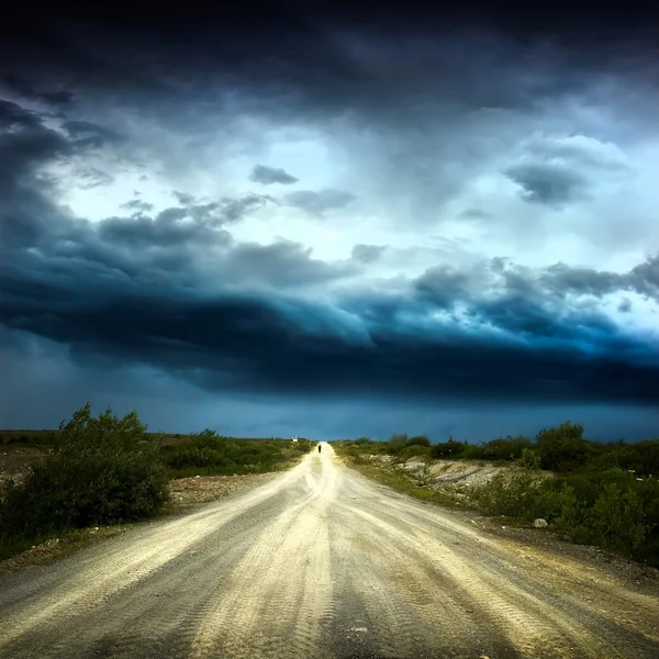 Way over cloudy stormy sky — Stock Photo, Image