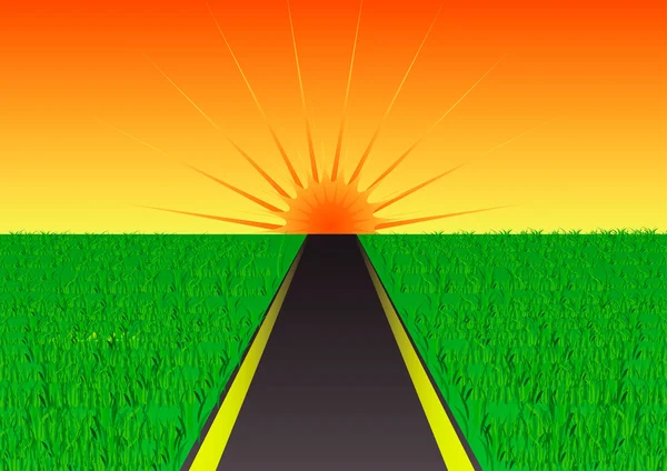 Sundown yol — Stok Vektör