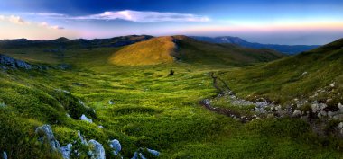 dikişli panorama, dağ çayırları Kırım, Ukrayna