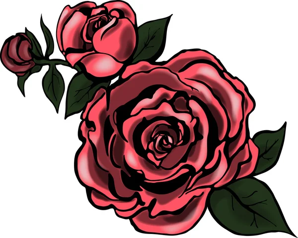 美丽的红玫瑰。矢量插画 — 图库矢量图片