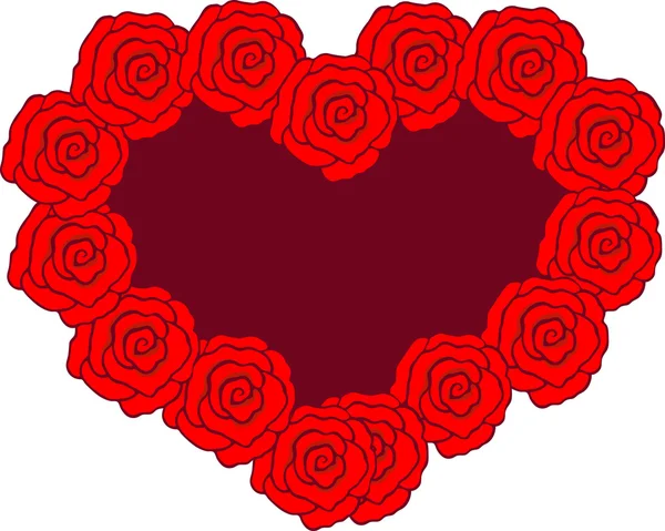 Векторная розовая роза в форме сердца — стоковый вектор