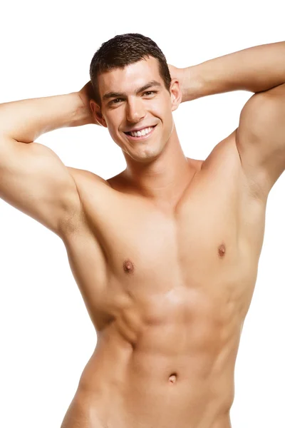 Здоровый мускулистый молодой человек. — стоковое фото