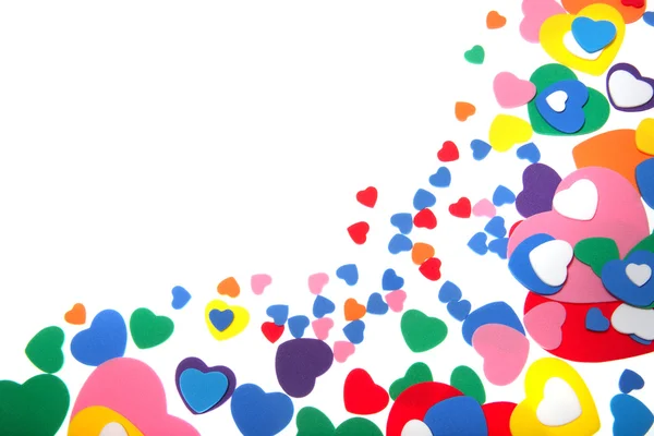 Färgglada konfetti skumgummihjärtan — Stockfoto