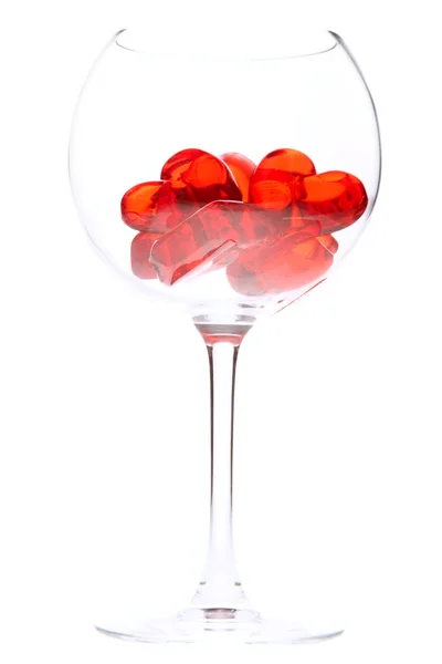 Κόκκινο ζελέ καρδιά στο ποτήρι κρασί — Φωτογραφία Αρχείου