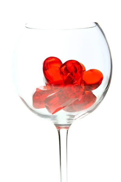 ワイングラスで赤いゼリー心 — ストック写真