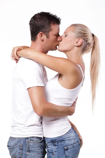 セクシーな若いカップルがキス ロイヤリティフリーのストック画像
