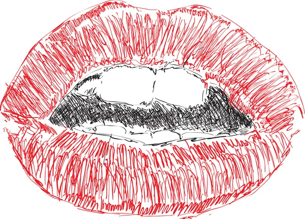 Illustration vectorielle croquis lèvres — Image vectorielle