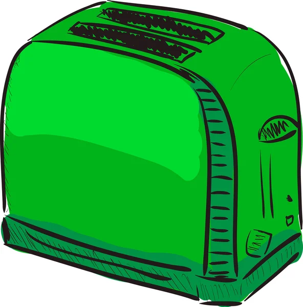 Toaster grün Cartoon Skizze Vektor Illustration — Stockvektor