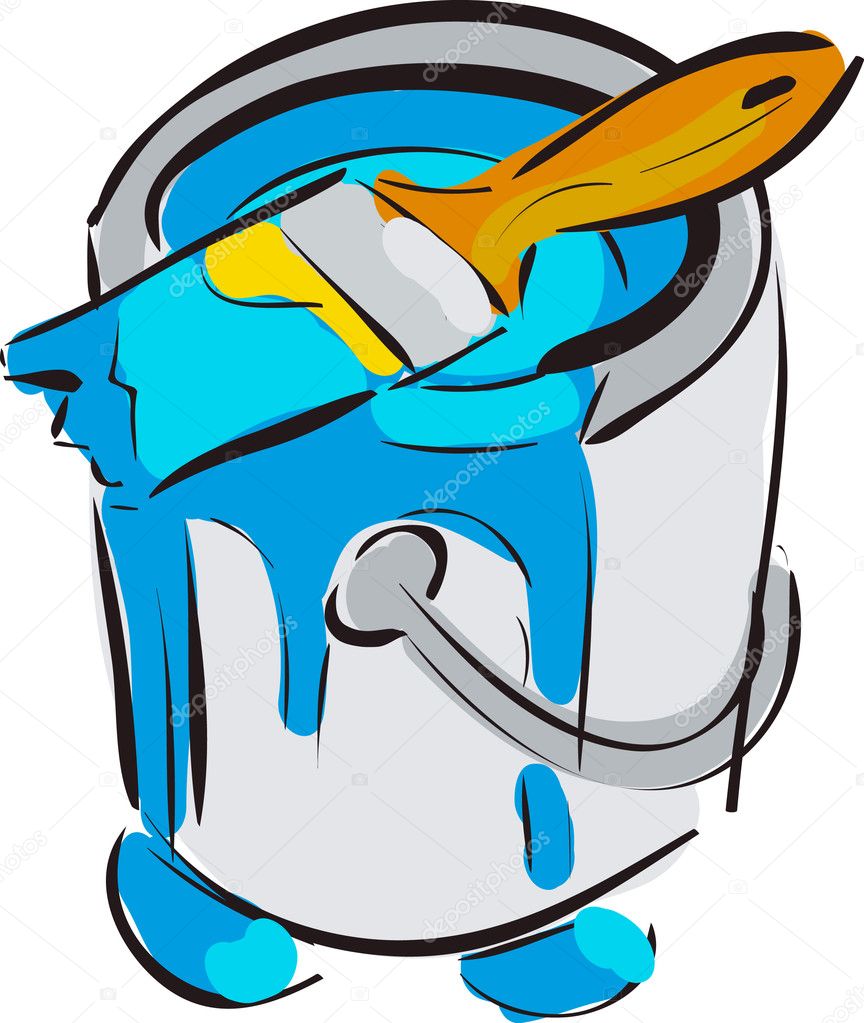 Paint bucket with brush blue cartoon sketch vector illustration Stock  Vector by ©mrbenba 9021709