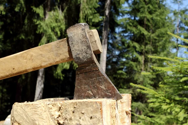 Ax che taglia un troncone — Foto Stock
