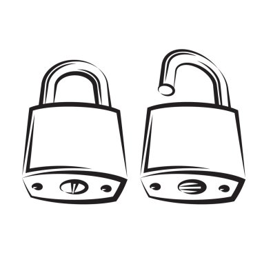 Open and closed lock clipart